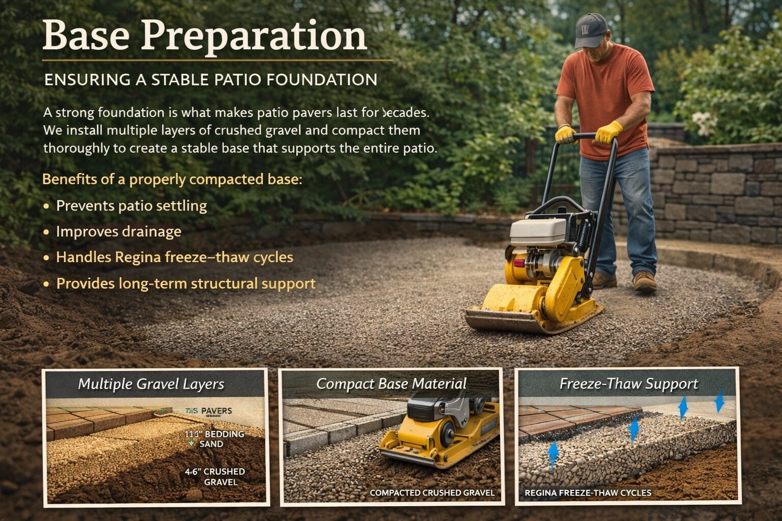 A strong foundation is what makes patio pavers last for decades.